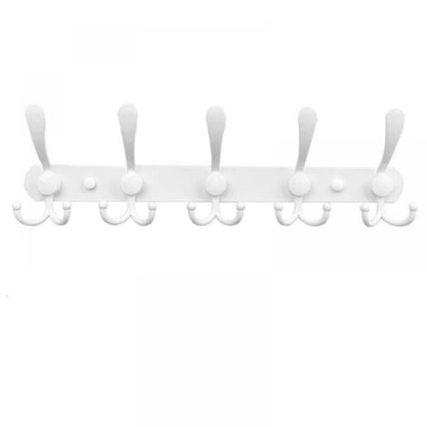 Porte Manteau Mural en Acier Inoxydable, Patères Porte Manteaux Crochet Mural pour Manteaux Serviettes Peignoirs (Blanc, 15 Crochets, 1pcs)