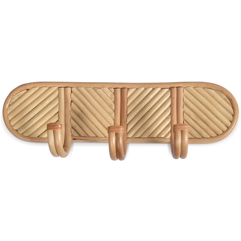 Opjet - Porte-manteau mural en Bambou Naturel 3 crochets