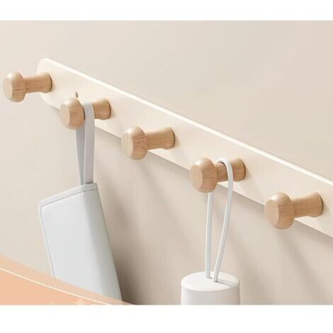 Porte-manteau Mural en Bois, Crochet Porte Manteau Mural Bois, Porte Manteau Crochets Patère Mural pour Salle de Bain Cuisine Chambre (Hêtre Naturel)