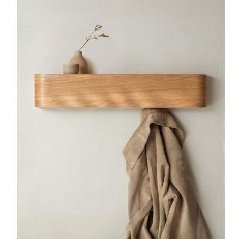 Porte-manteau mural en bois  Design moderne avec crochets dissimulés  Panneau en placage de bois massif  Chêne