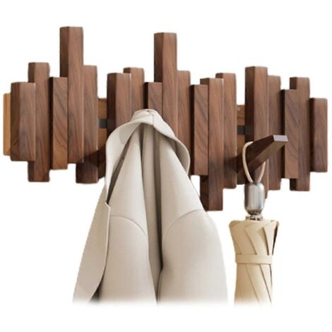 Porte-manteau mural en bois, style piano, multifonctionnel et pliable, décoration esthétique pour la chambre, couleur noyer noir.