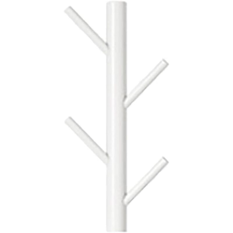 Porte-manteau mural en bois à suspendre - Motif branche d'arbre - Moderne - Fixation murale verticale - Crochets décoratifs en bois Blanc