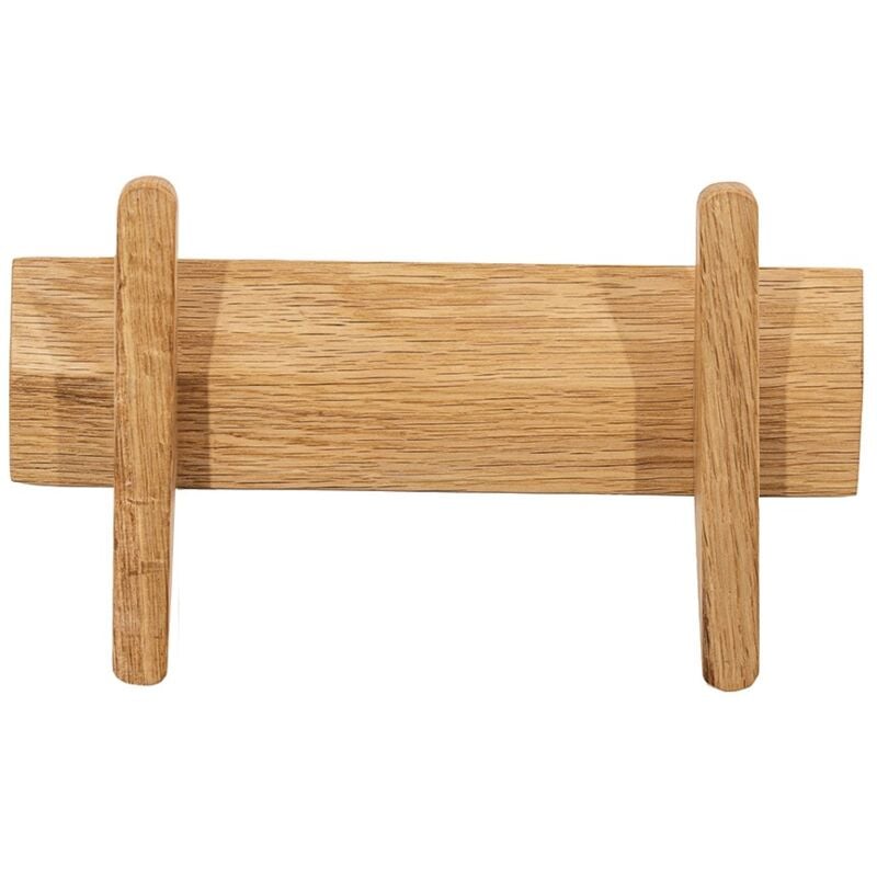 Porte-manteau mural en chêne massif 2 crochets L30cm