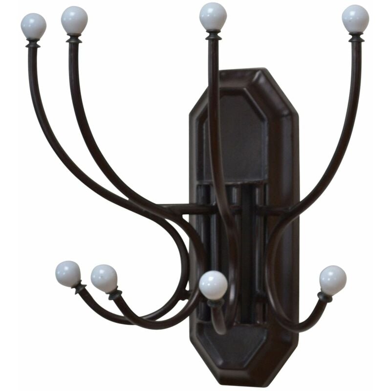 Décoshop26 - Porte-manteau mural en métal marron avec 4 crochets doubles MED05012