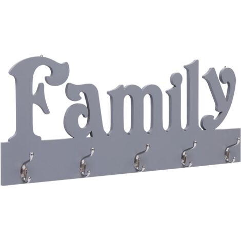 Porte-manteau mural FAMILY Gris 74x29,5 cm CFW79671
