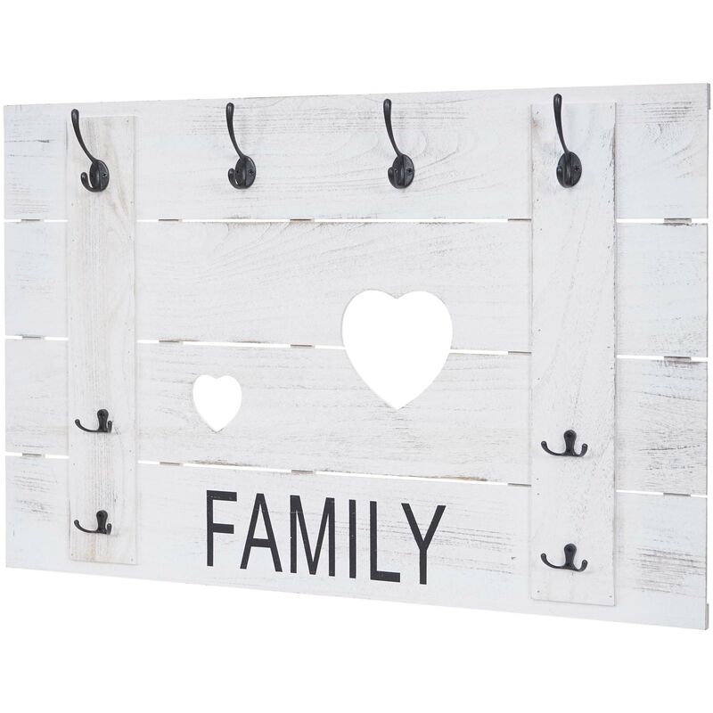 Décoshop26 - Porte-manteau mural Family panneau style vintage avec 8 crochets 60x90cm blanc vieilli 040001006 Décoshop26 - Porte-manteau mural Family panneau style vintage avec 8 crochets 60x90cm blanc vieilli 040001006