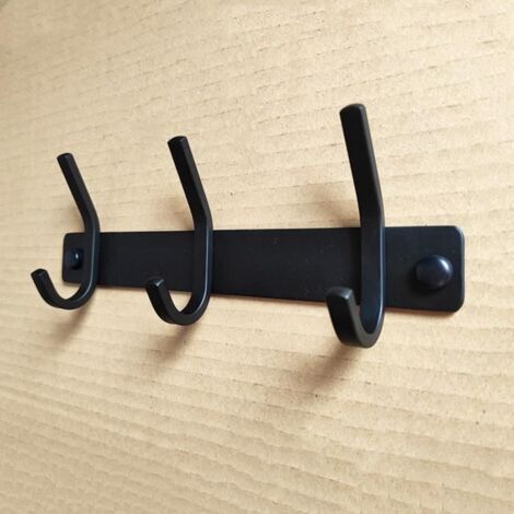 Porte Manteau Mural - Inox - 3 Crochets - Noir - Accessoires de Salle de Bain - Robuste