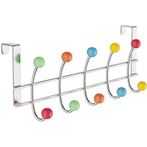 Porte-manteau mural luxueux avec 10 crochets – cadre fin chromé et boules colorées