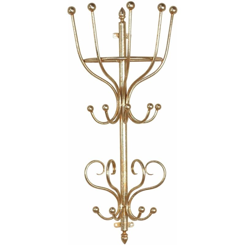 Décoshop26 - Porte-manteau mural moderne en métal or avec 9 crochets doubles MED05024