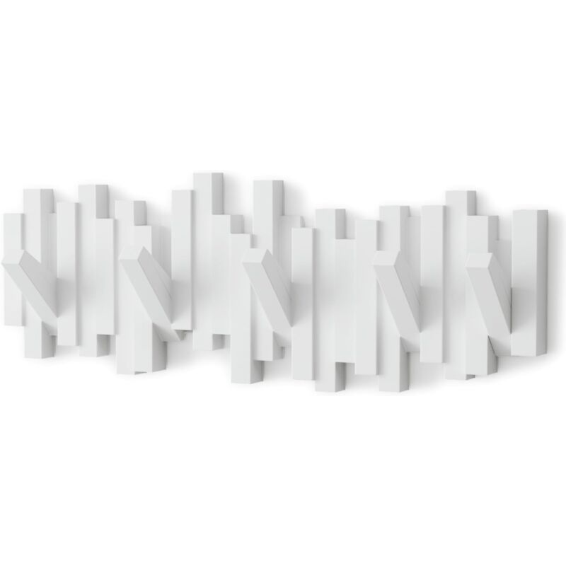Porte-manteau mural moderne, porte-manteau créatif pour touches de piano avec 5 crochets pliants, blanc