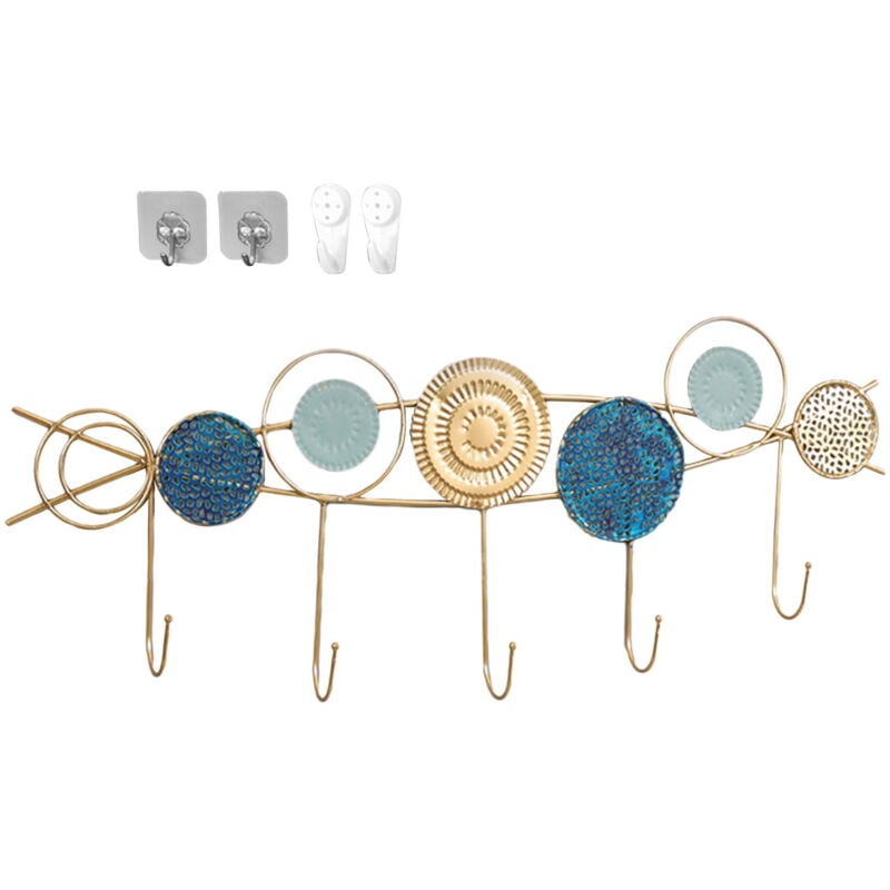 Porte-manteau mural multifonction en fer, crochet de rangement pour vêtements, pour entrée, cuisine, fenêtres, serviette, luffa bleu