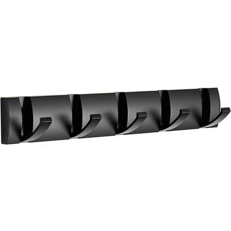 Porte Manteau Mural - Nor - 40cm - Aluminium - Noir - Salle de Bain Pliant