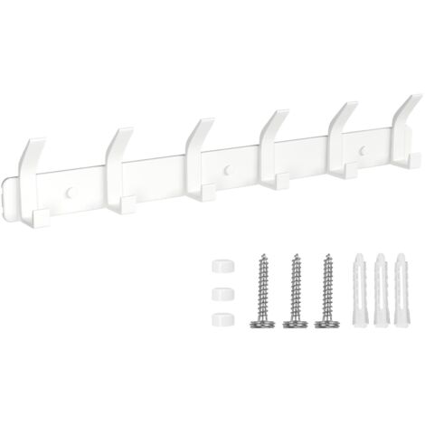 Porte Manteau Mural, Patères Porte Manteaux Crochet Mural Antirouille avec 6 Crochets, Patère Murale Porte-Manteau pour Cuisine, Salle de Bain et Chambre, Blanc