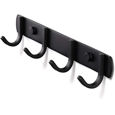 Porte Manteau Mural， Patères Porte Manteaux Design En Acier Inoxydable, Patères Salle De Bains Solide pour Chambre Bureau Noir (4 Hook)