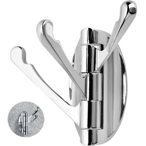 Porte-manteau Mural Pivotant en Acier Inoxydable avec 3 Bras Pliable, Cintre Suspendu/Patère/Porte-Serviette à Rotation 180°（argent）
