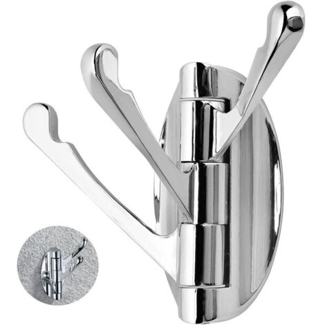 Porte-manteau Mural Pivotant en Acier Inoxydable avec 3 Bras Pliable. Cintre Suspendu/Patère/Porte-Serviette à Rotation 180°（argent）