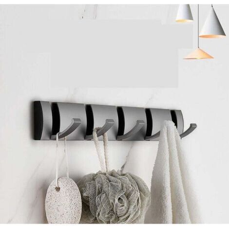 Porte-manteau mural pliable à 5 crochets, gain de place, avec cendrier intégré, idéal pour la salle de bain, la chambre, l'entrée, et pour suspendre chapeaux, écharpes, parapluies et clés.