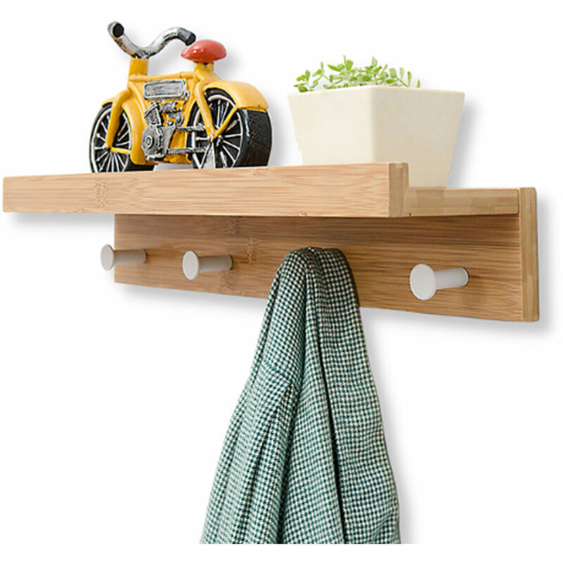 Porte Manteau Mural, Porte-Manteau Mural avec étagère Flottante Crochets à Clés Muraux Organisateur De Porte-courrier pour Entrée, Cuisine, Salle De