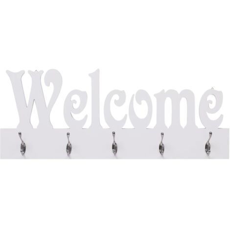 Porte-manteau mural pour Chambre, Salon, Salle de Bain - WELCOME Blanc 74x29,5 cm OIB8137E