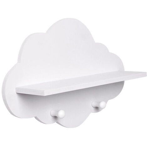Porte-Manteau Mural pour Enfant « Nuage », Blanc, env. 34.7 x 7.8 x 23 cm, Rangement de vêtements pour Chambre d'enfant, patère