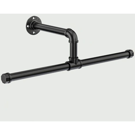 Porte-manteau mural rustique vintage, porte-manteau en tube de fer, noir, longueur 50 cm, 1 pièce