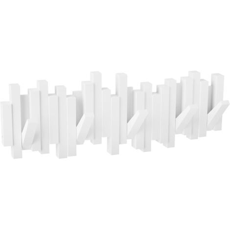 Porte-manteau mural Sticks à 5 crochets pliables, blanc, 48 x 18 x 3 cm