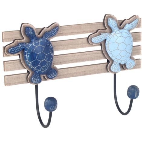 Porte-manteau mural tortue, décoration nautique avec 2 boutons, idéal pour la maison, le bureau ou comme cadeau créatif.