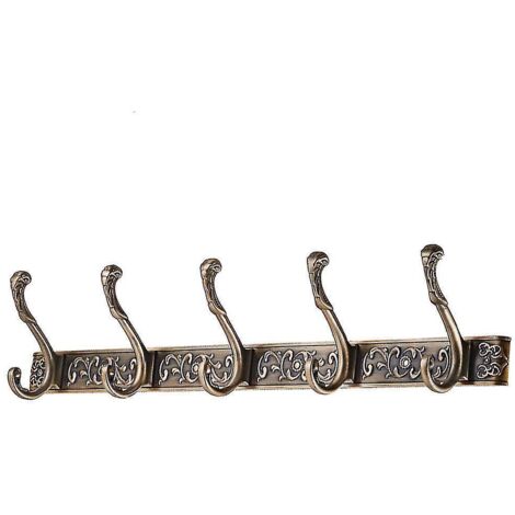 Porte-manteau mural vintage à 5 crochets, avec 5 volutes, pour la cuisine, la chambre ou la salle de bain (bronze)