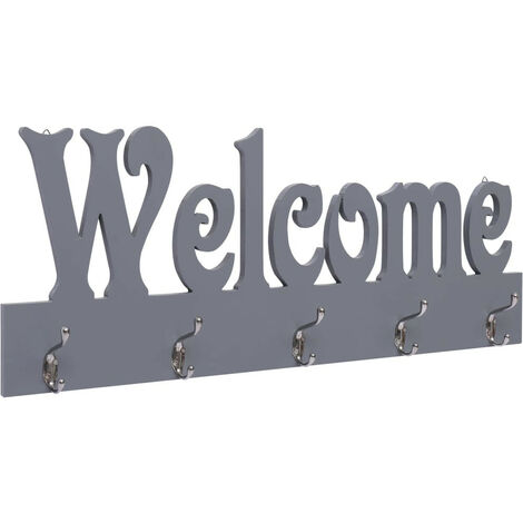 Porte-manteau mural WELCOME Gris 74x29,5 cm