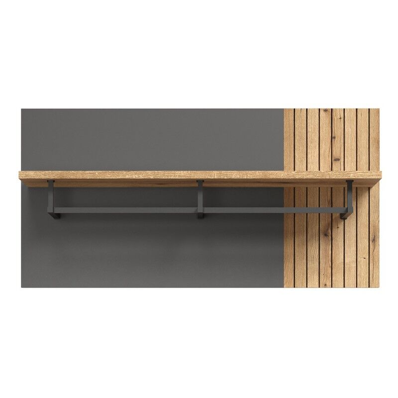 Epikasa - Porte-Manteau Murale Esteban, Panneau Aggloméré Mélaminé, Anthracite, Marron, 80x40x28 cm