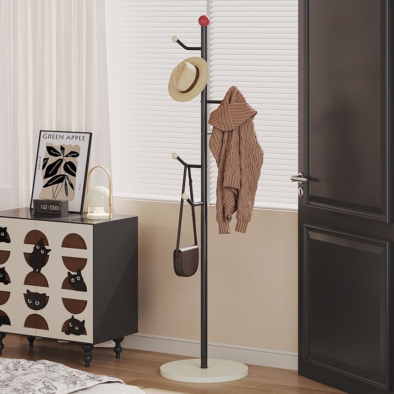 Freosen - Porte manteau Portant à Vêtements avec 6 Crochets Porte manteau sur Pied Pour Vêtements Chapeaux Salon Chambre 174X36cm Noir