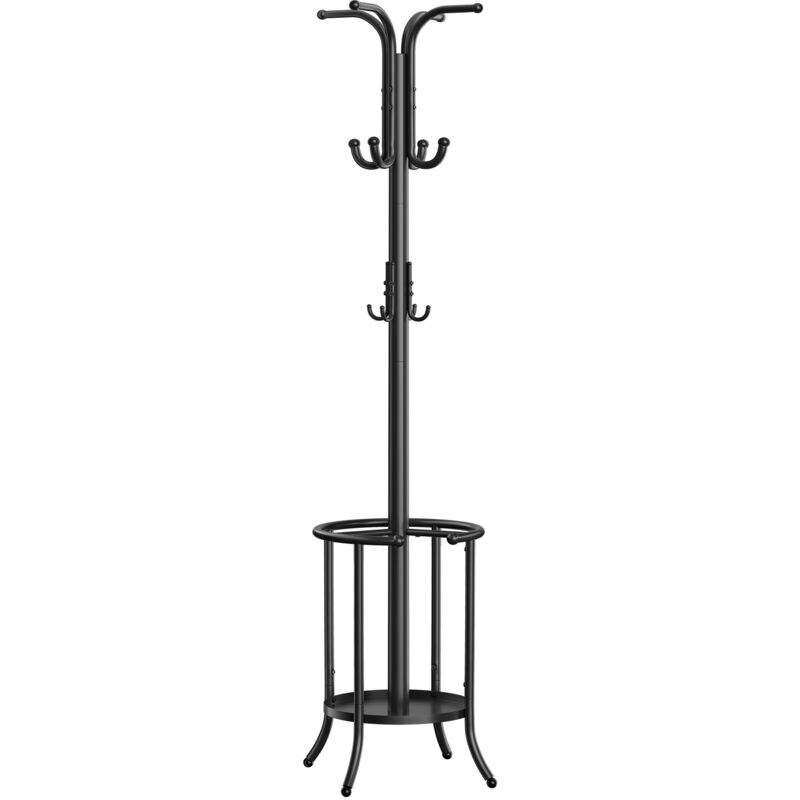 Songmics - Porte-manteau, Portant à Vêtements avec Porte-parapluie, 12 Crochets, Structure Métallique, Hauteur 175 cm, pour Entrée, Salon, Chambre,