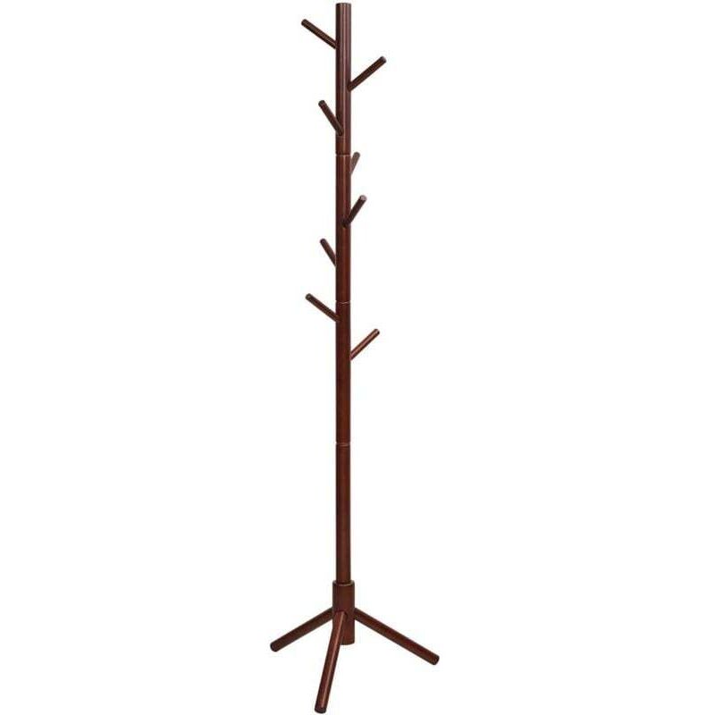 Porte-manteau, porte-manteau autoportant en bois d'hévéa avec 8 crochets, porte-manteau réglable en haauteur, porte-manteau pour porte-manteau, pour
