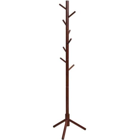 Porte-manteau, porte-manteau autoportant en bois d'hévéa avec 8 crochets, porte-manteau réglable en haauteur, porte-manteau pour porte-manteau, pour la maison, le bureau, l'entrée Porte manteau