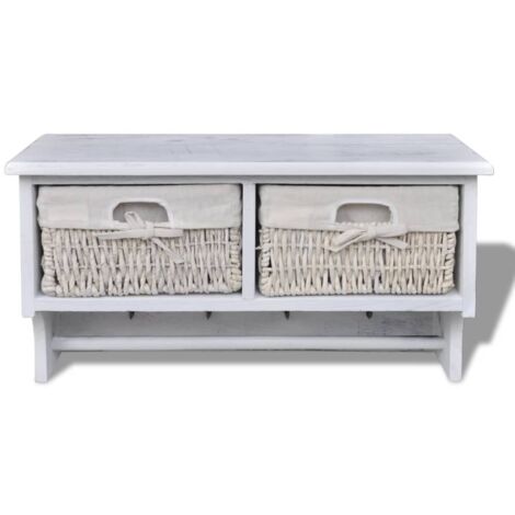 Porte-manteau pour Chambre, Salon, Salle de Bain - Blanc 60x23,5x33 cm Bois de Paulownia OIB2622E