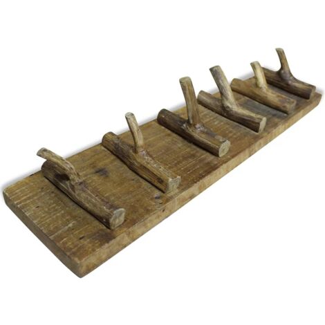 Porte-manteau pour Chambre, Salon, Salle de Bain - Bois de récupération massif 60 x 15 cm OIB2436E