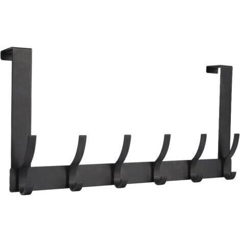 Porte Manteau pour Porte avec 6 Crochets, Patère de Porte à Accrocher pour Porte, Patere Porte, Crochet porte pour la cuisine de la salle de bain(Noir,39.5×18cm)