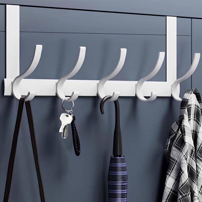 Porte Manteau pour Porte, Crochet de Porte à Suspendre avec 6 Crochets, Patère de Porte à Accrocher pour Porte, Crochets pour Rebord de Porte pour