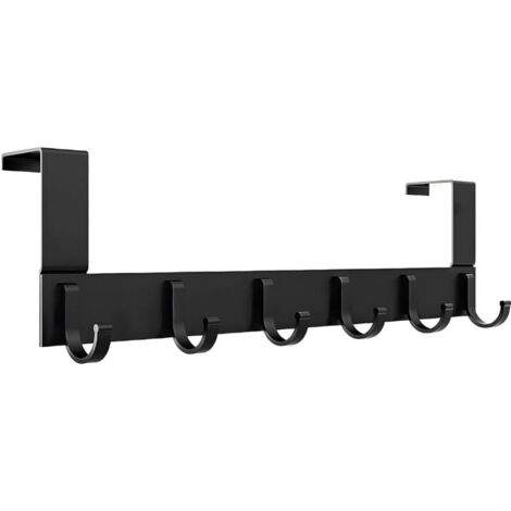 Porte Manteau pour Porte, Noir Patère Acier inoxydable,6 Crochets Porte Manteaux pour Chambre à Coucher Salle de Bains Porte de Cuisine