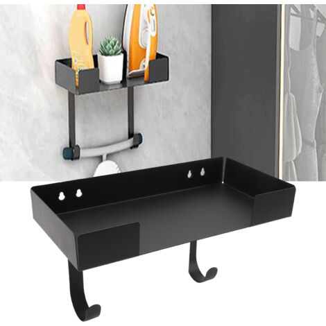 Porte-Manteau pour Table de Repassage à Fixation Murale, Porte-Manteau pour Table de Repassage en Acier Carbone Noir, Support pour Tables T et Y, avec Crochets et Panier pour Éléments de Lavage, Insta