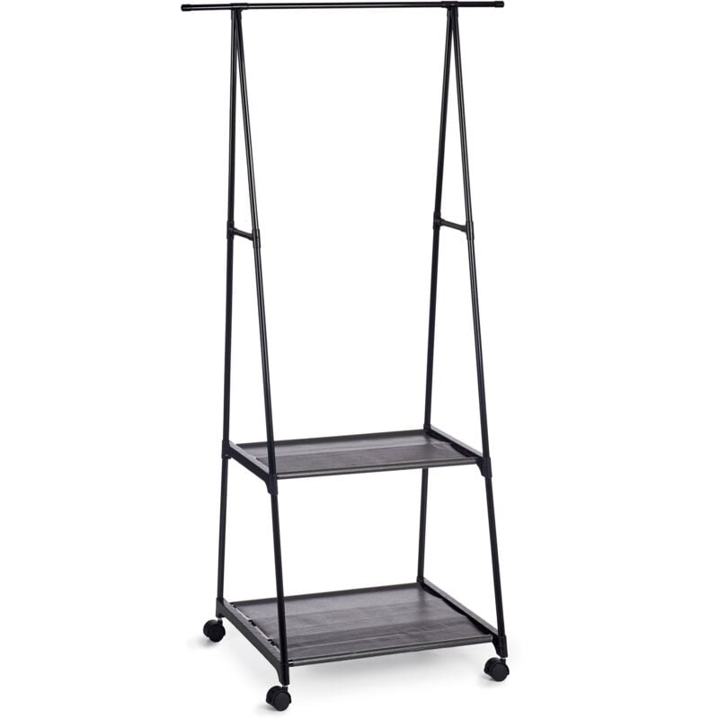 Porte-vêtements sur roulettes avec deux étagères, 55 - 85 x 45 x 157 cm