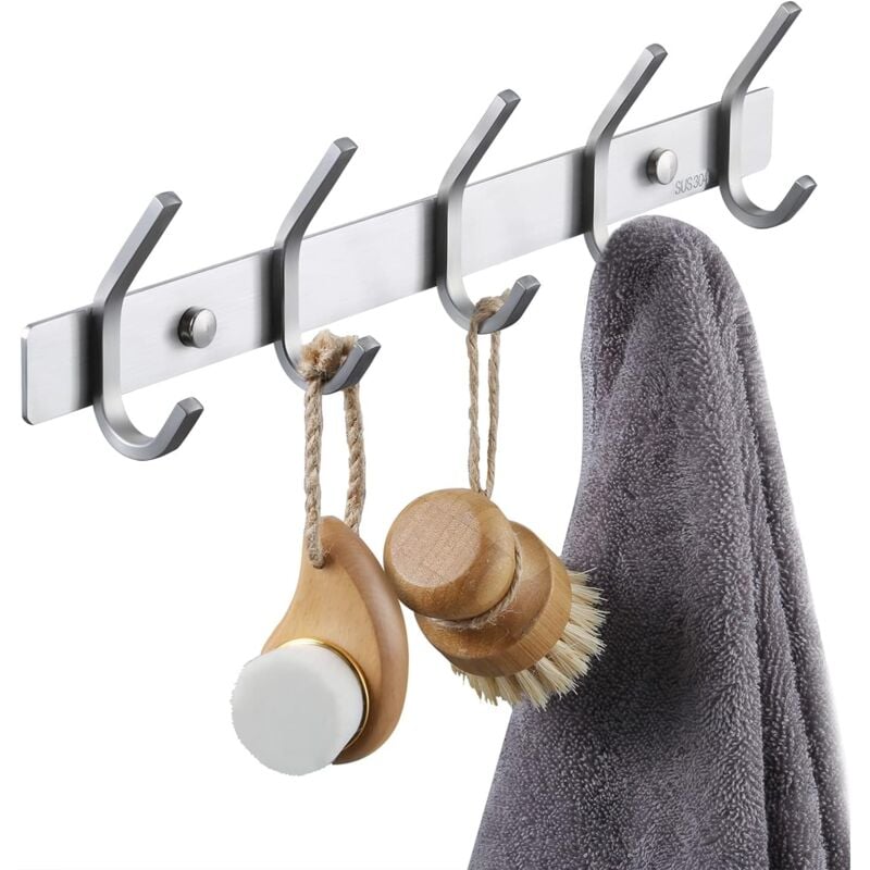 Fitags - Porte Manteau Salle de Bain Porte Manteau Metal Mural 5 Crochets Patère Murale Salle de Bain Acier Inoxydable SUS304 Finition Brossée