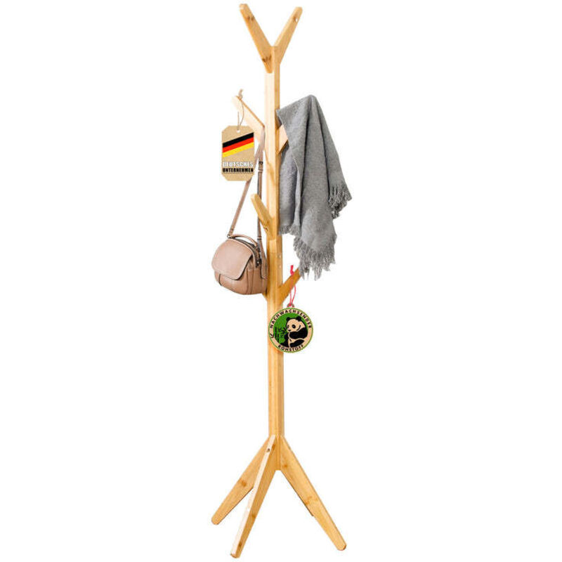 Porte-manteau sur pied en bambou, 39 x 39 x 180 cm