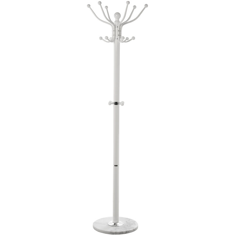 Fijalo - Portemanteau sur pied en métal blanc avec socle en marbre °36X175 cm