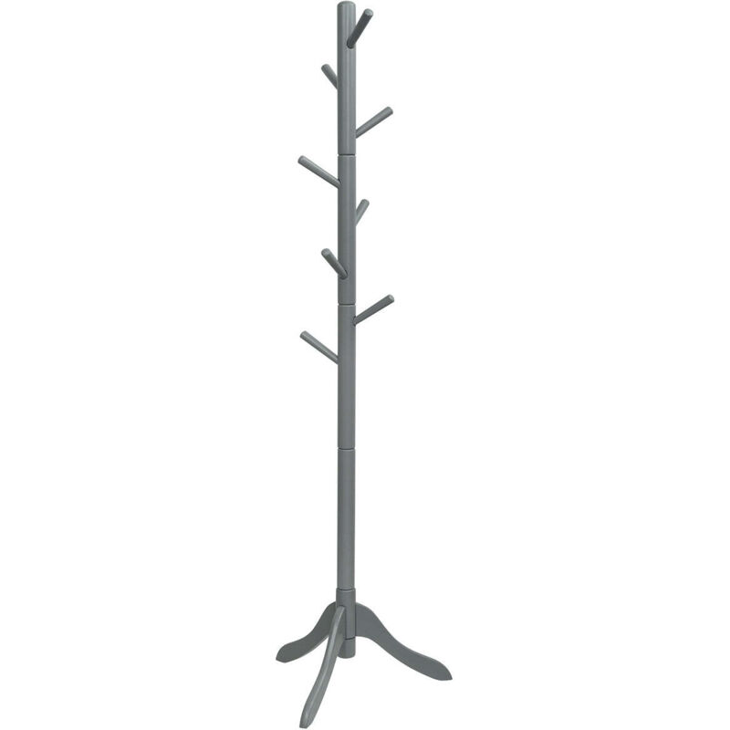 Porte-manteau sur pied hauteur réglable 100 x 50 x 175 cm 8 crochets stables design moderne en bois hévéa gris Porte-manteau sur pied hauteur réglable 100 x 50 x 175 cm 8 crochets stables design moderne en bois hévéa gris