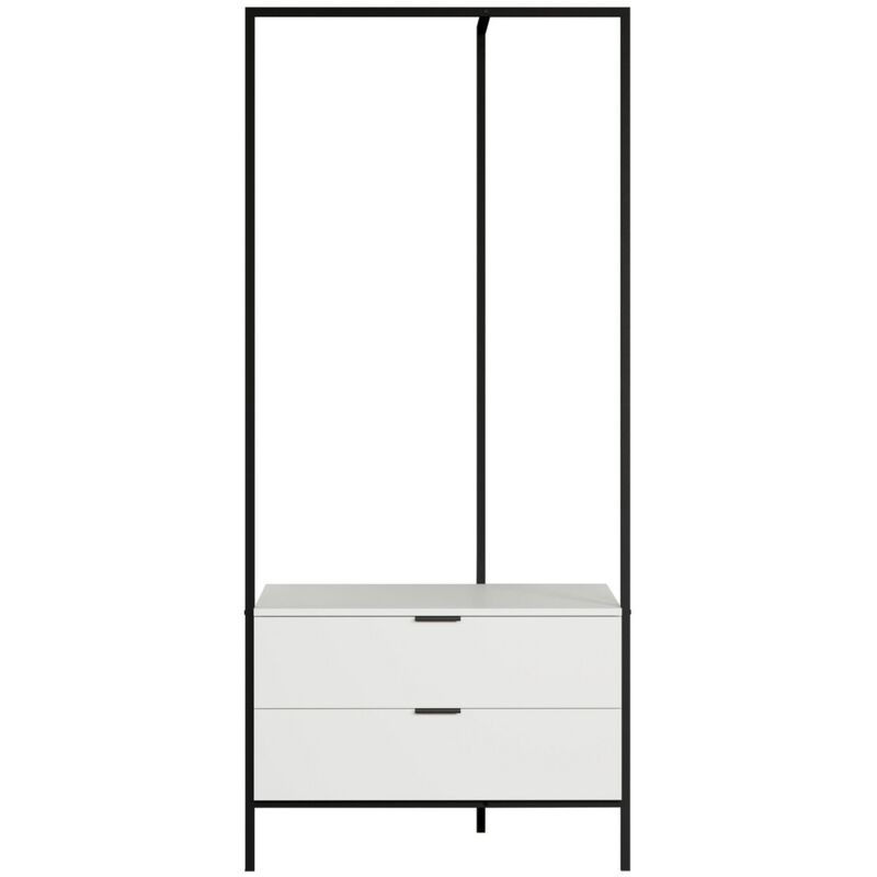 Epikasa - Porte-Manteau sur Pied Jody, Panneau Aggloméré Mélaminé, Métal, Noir, Blanc, 85x190x47 cm