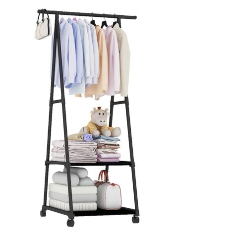 Porte-manteau triangulaire mobile, étagère de rangement multifonctionnelle, pour l'organisation de la maison, de la cuisine et de la garde-robe, noir.