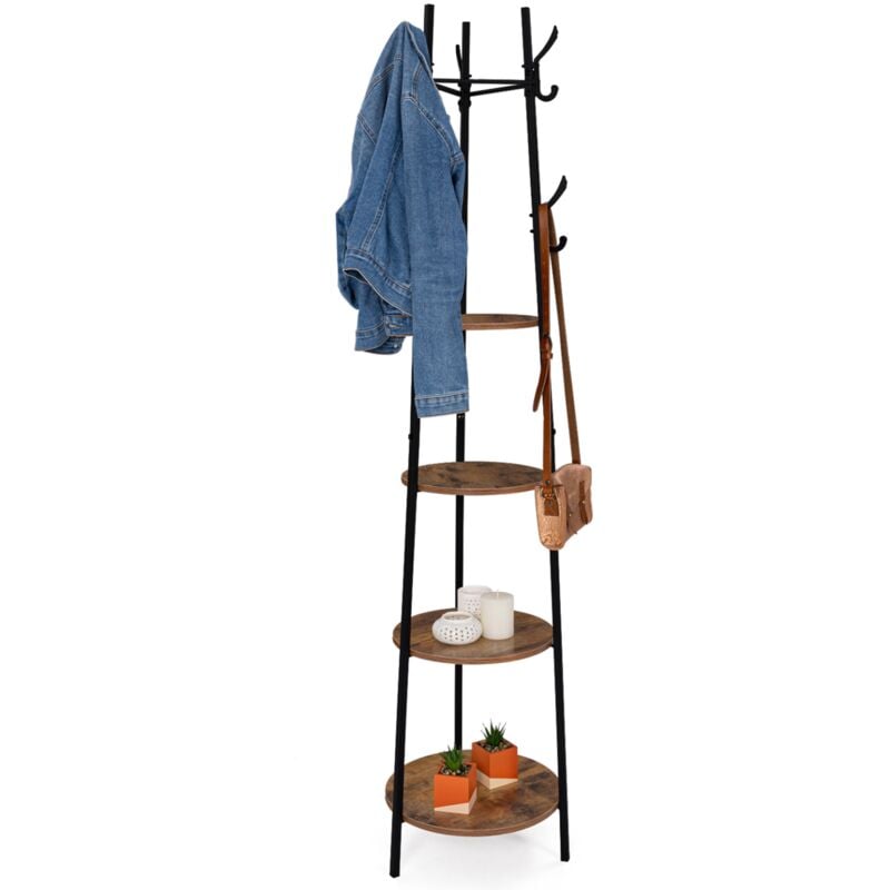 Idmarket - Porte-manteau trépied tonio design industriel étagères rondes 6 crochets