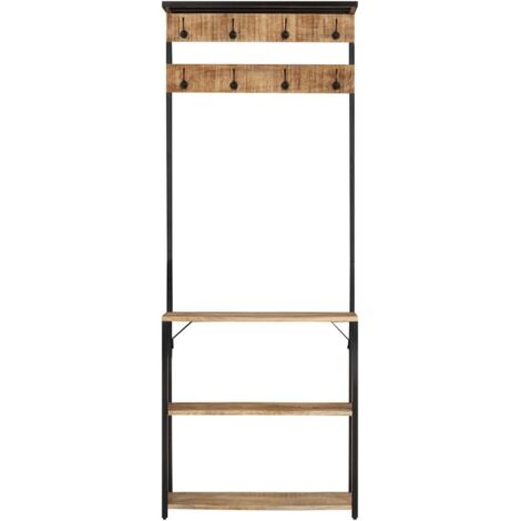 Porte-manteau，Porte-vêtement set rangement des chaussures bois de manguier fer CFW82706