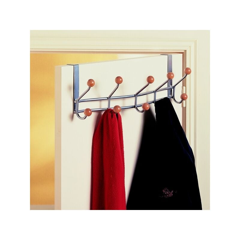 Mottez - Porte-manteaux 10 crochets coloris alu + boules bois